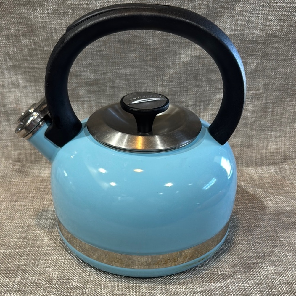 KitchenAid Blue and Black Tea Kettle with Modern Design
